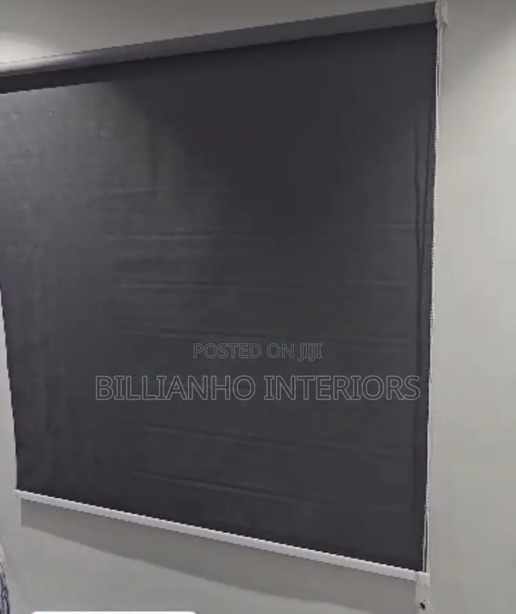 Dark Gray Open Rail Roller Blinds