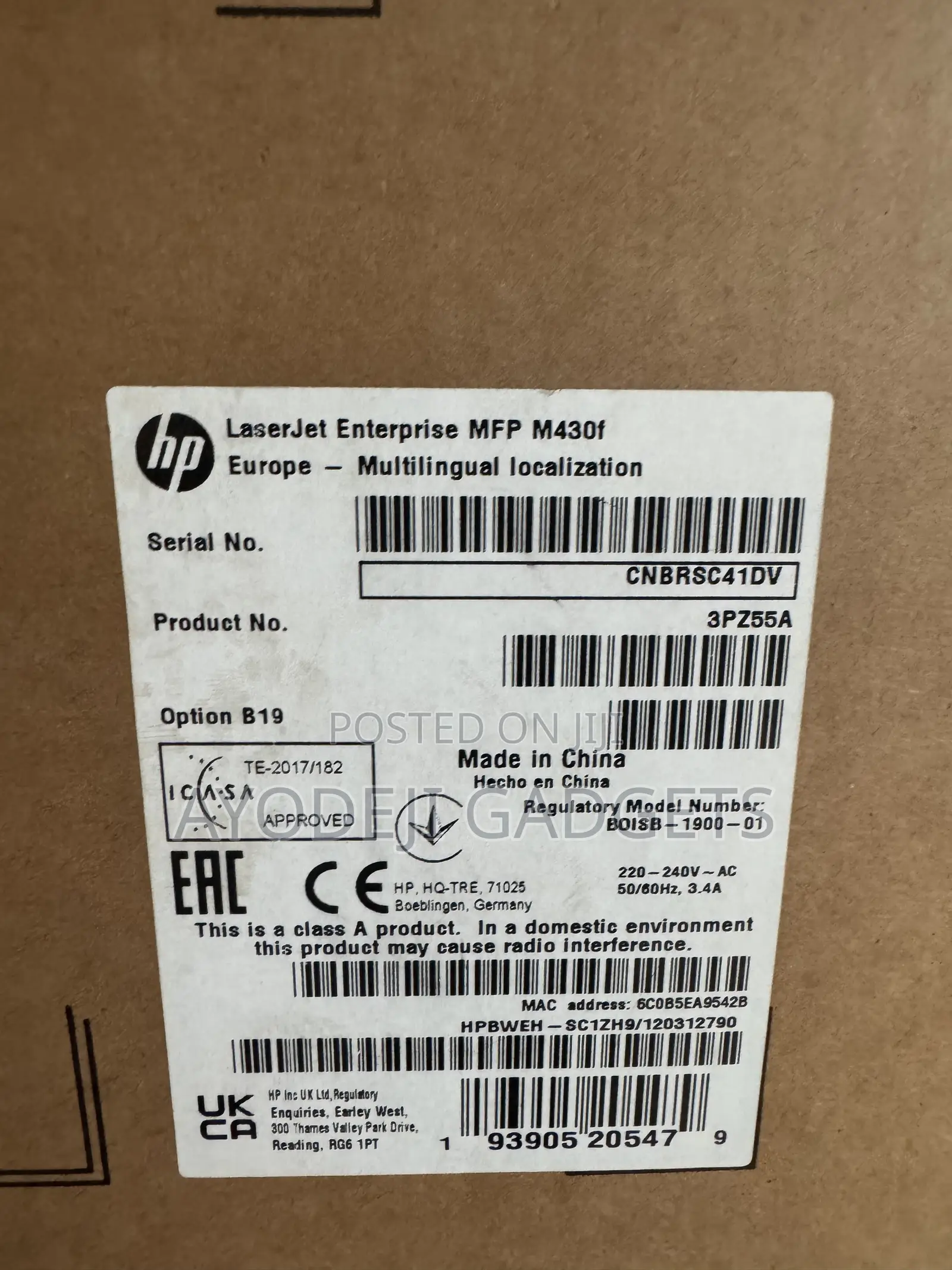 Hp Laserjet Enterprise Mfp M430f Printer