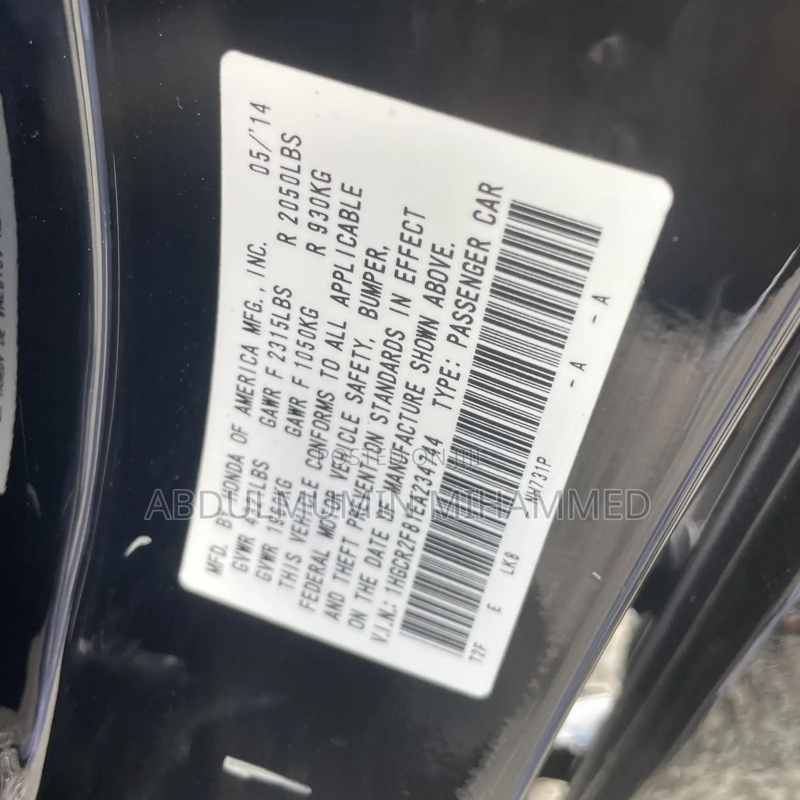 Honda Accord 2014 Black