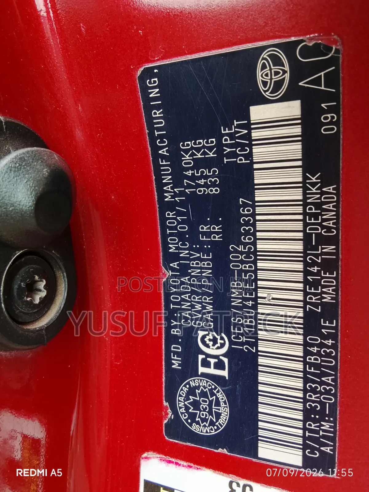 Toyota Corolla 2012 Red