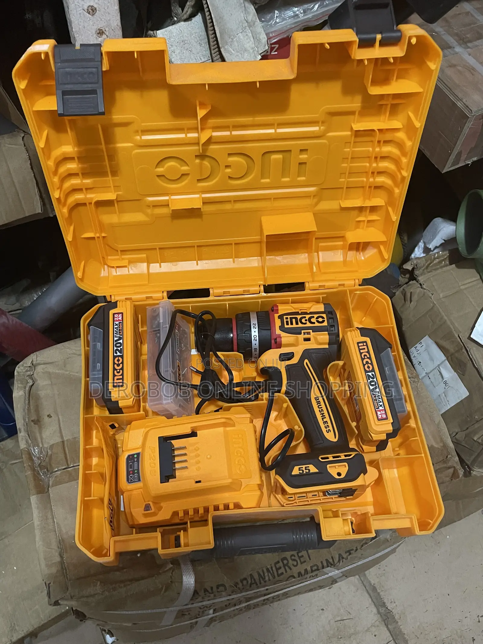 Ingco 20v Brushless Cordless Drill Driver Kit