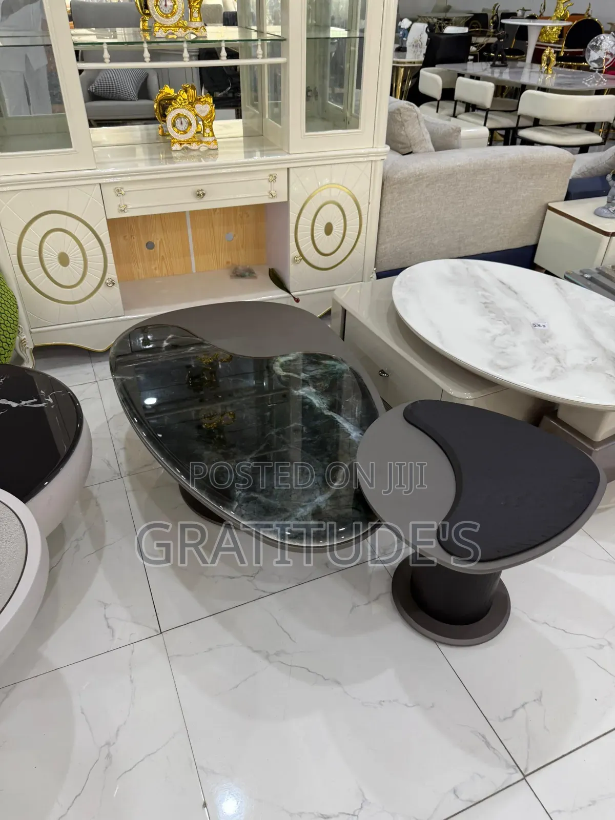 Marble Top Center Table With Side Table