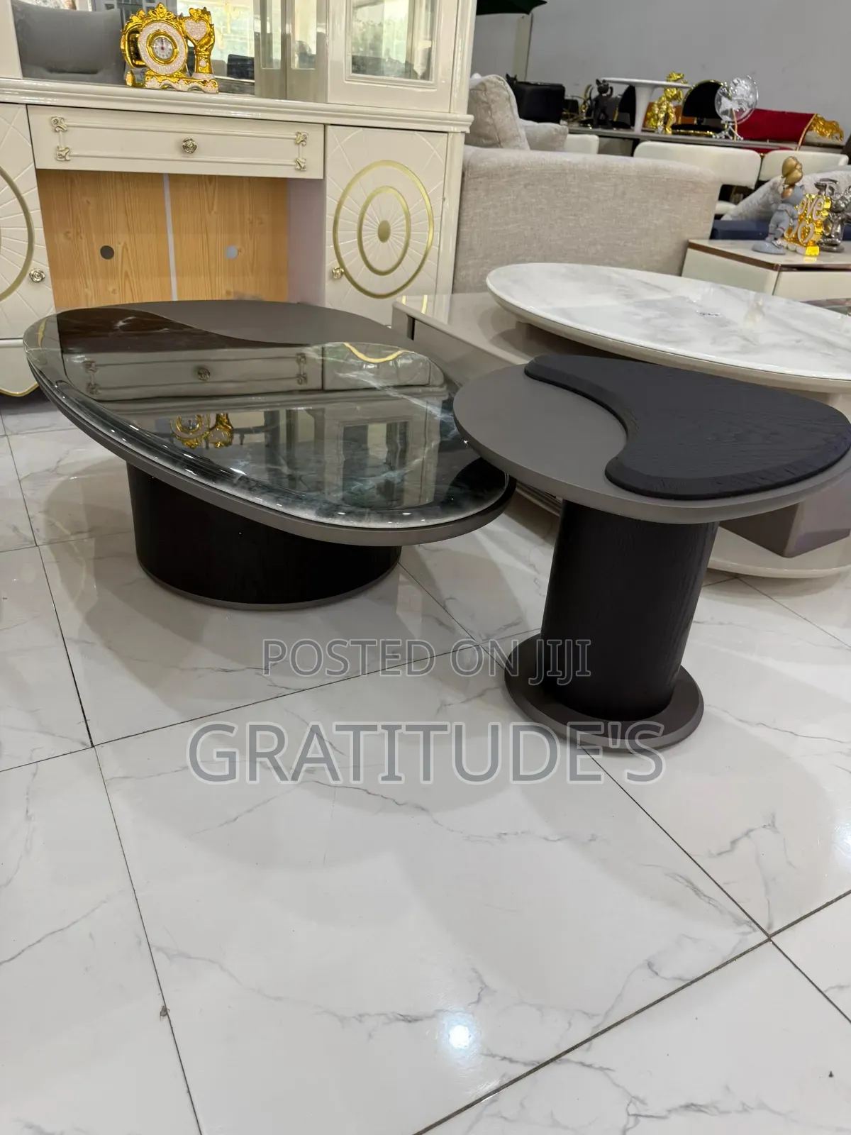 Marble Top Center Table With Side Table