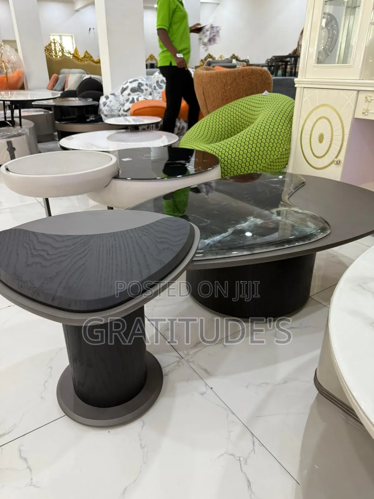 Marble Top Center Table With Side Table