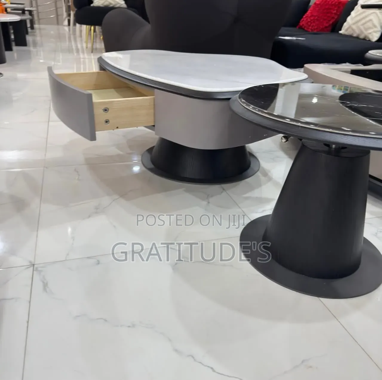 Marble Top Center Table With Side Table