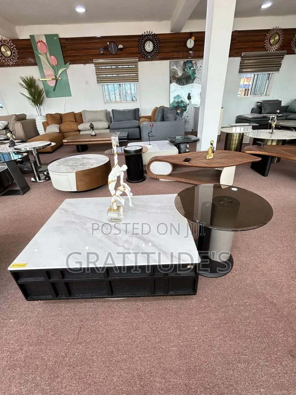 Luxury Marble Top Center Table With Side Table