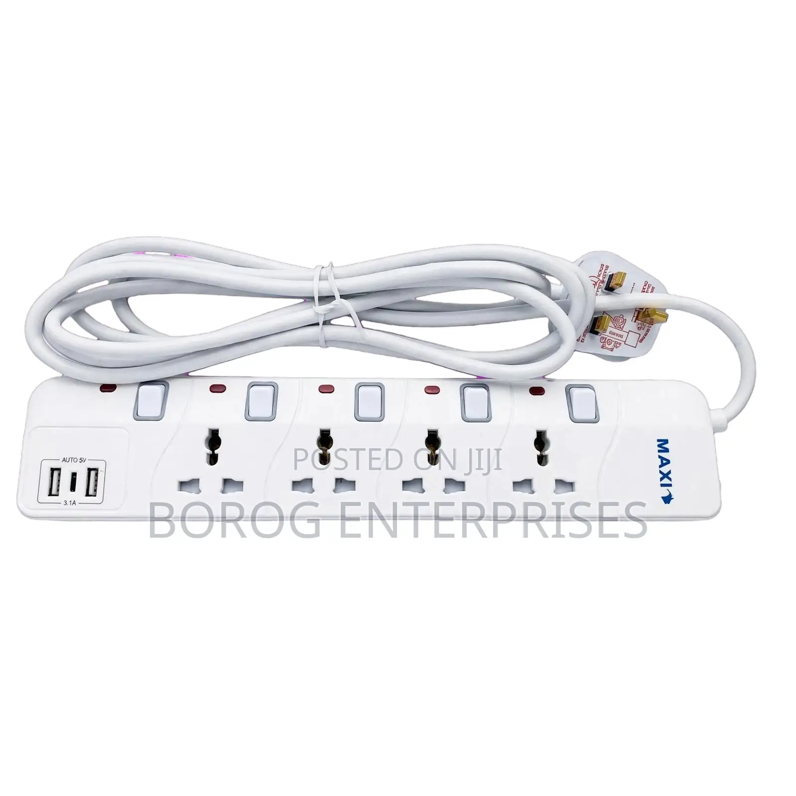 Maxi 4 Sockets Extension Cable With 2 Usb Ports- Ps-5k4u3glpu