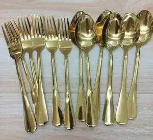 High Quality 6+6 Gold Plated Dinner Forks and Spoons,