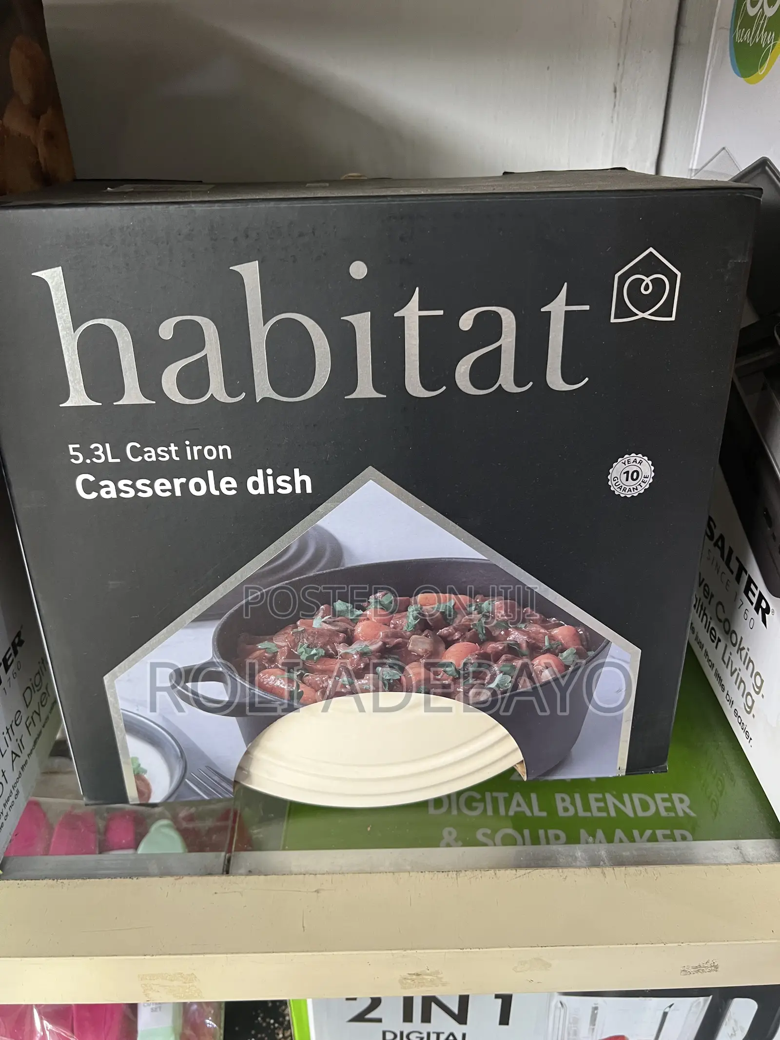 Habitat Brand Cast Iron Casserole Dish Has a 5.3l Capacity.