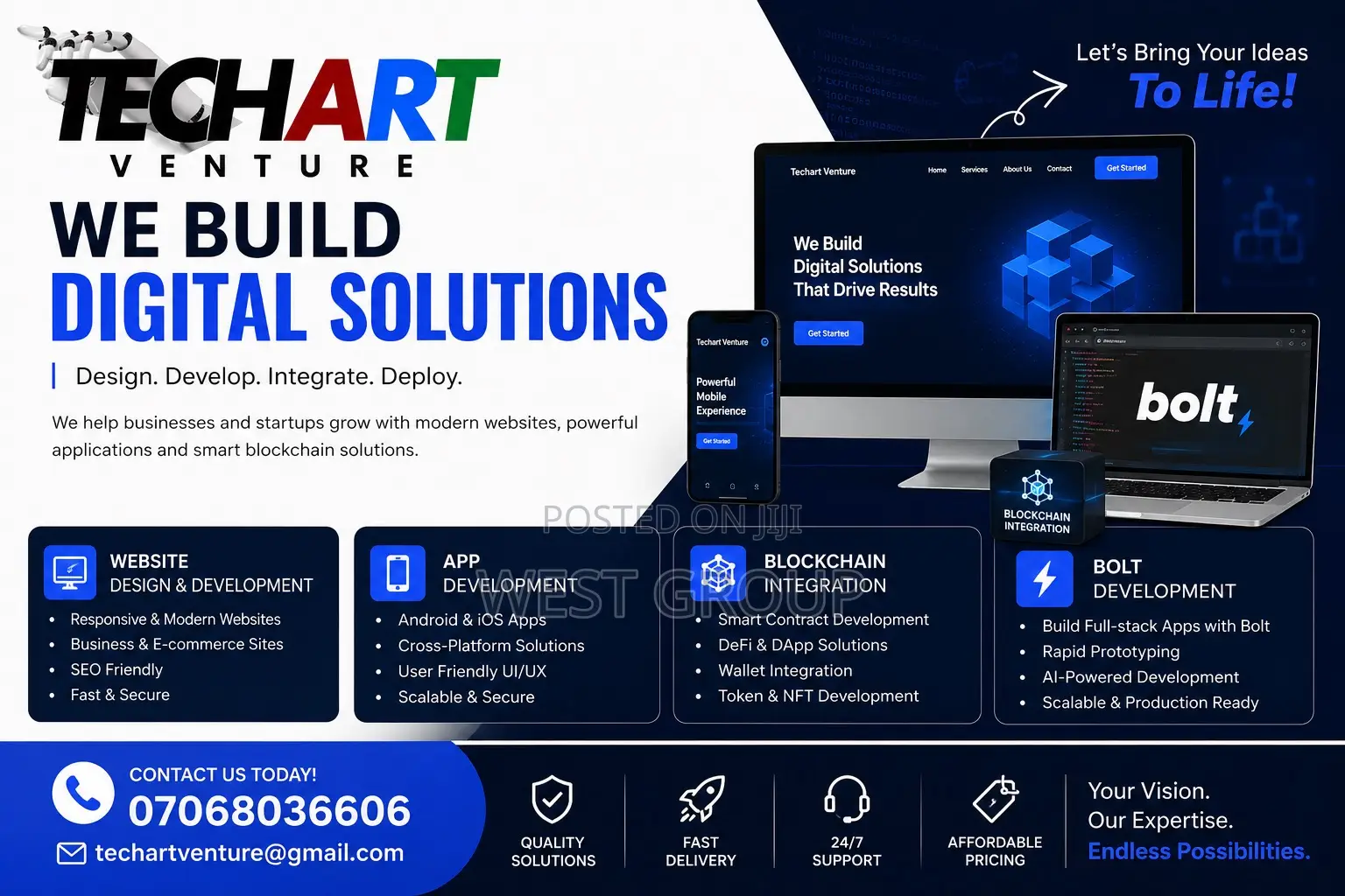Website Design, Mobile App Development Blockchain Integration