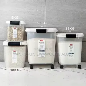 25kg Rice Storage Bin With Wheels, Measuring Cup Lid