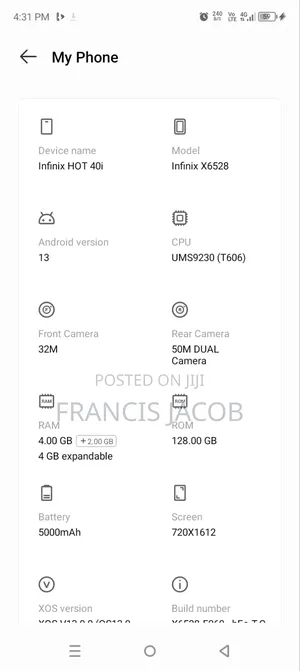 Infinix Hot 40i 128 GB Green