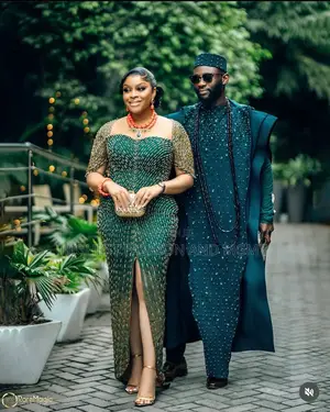 Teal Beaded Gown Men’S Embellished Teal Agbada