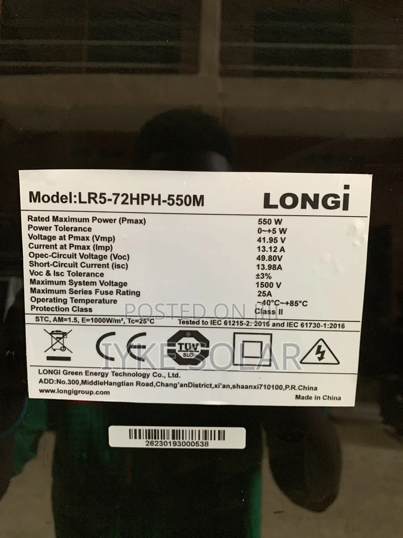 550watts Longi Solar Panel
