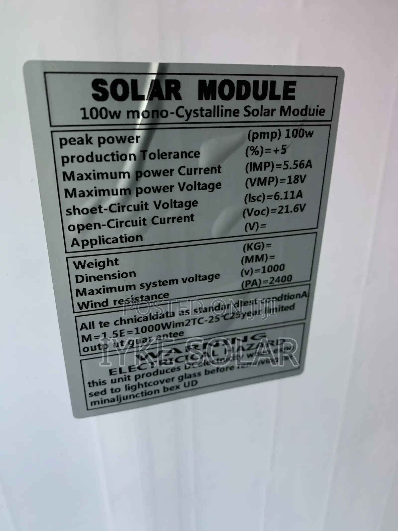 100watts Solar Panel