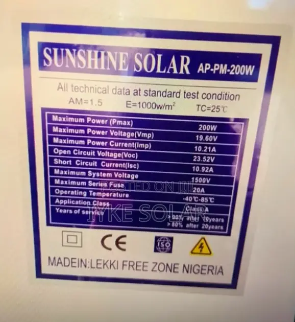 200watts Sunshine Solar Panel