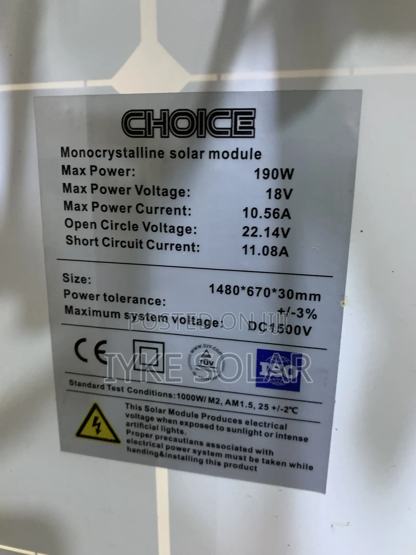 190watts Choice Solar Panel
