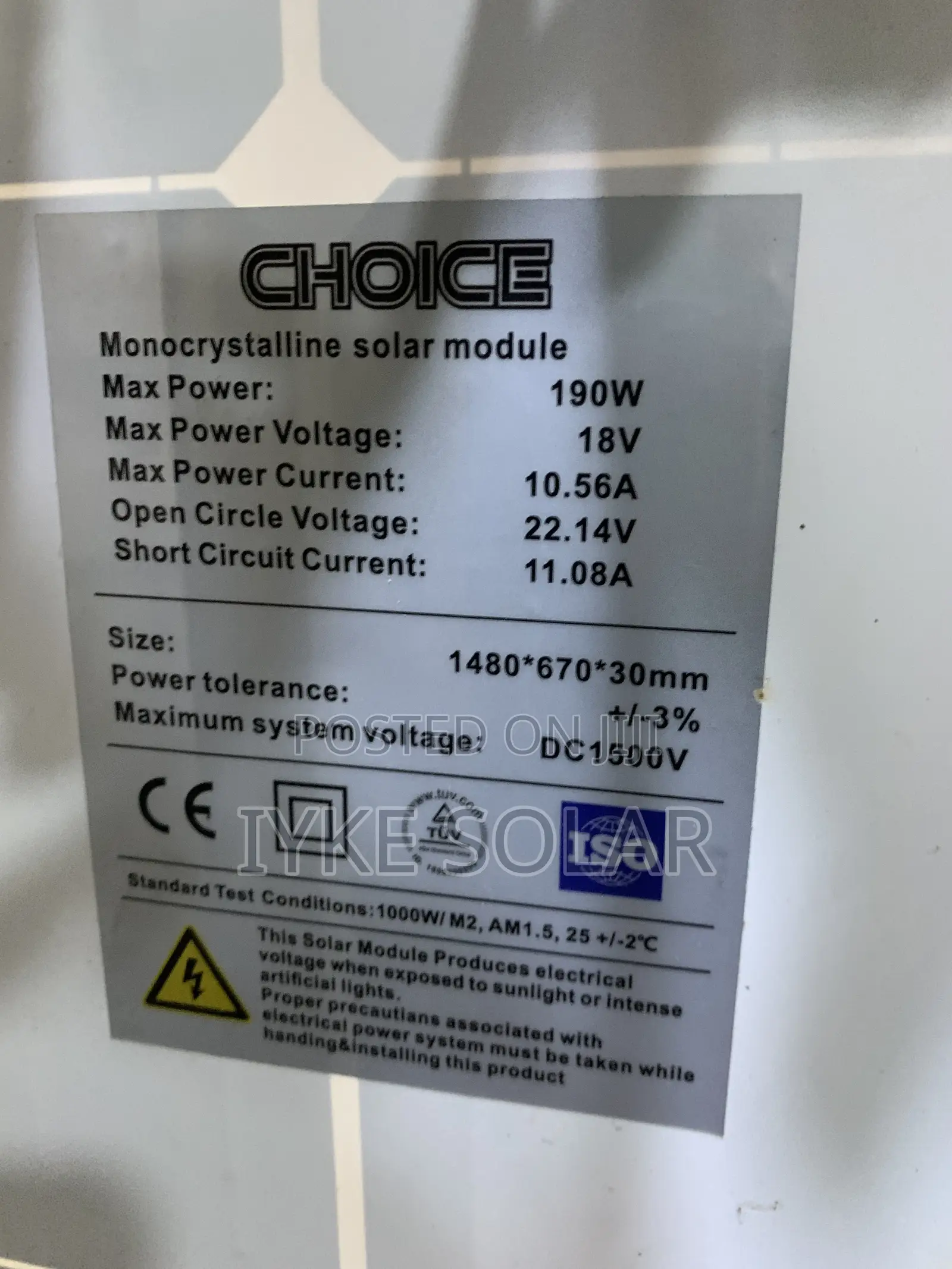 190watts Choice Solar Panel