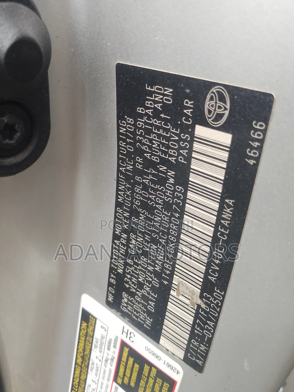 Toyota Camry 2008 Silver