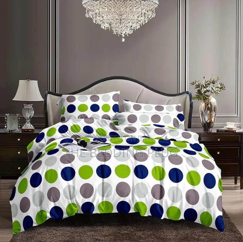 White, Blue and Green Polka Dot Duvet Bedding Set (6x6)