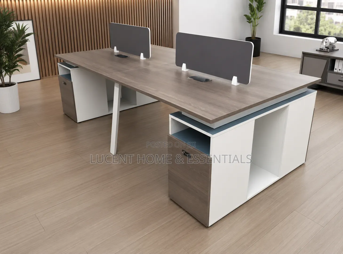 Modern 4-Seater Office Workstation Desk With Storage Drawers