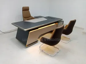 Complete Luxury Led Office Desk Set – Table 3 Matching Chairs