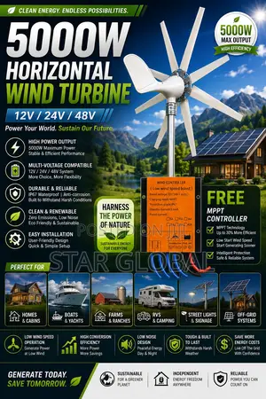 Ultimate 5000w Wind Turbine for 12v, 24v 48v Systems Clean Energy
