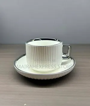 12pcs Ceramic Cup and Saucer (Gold,Silver)