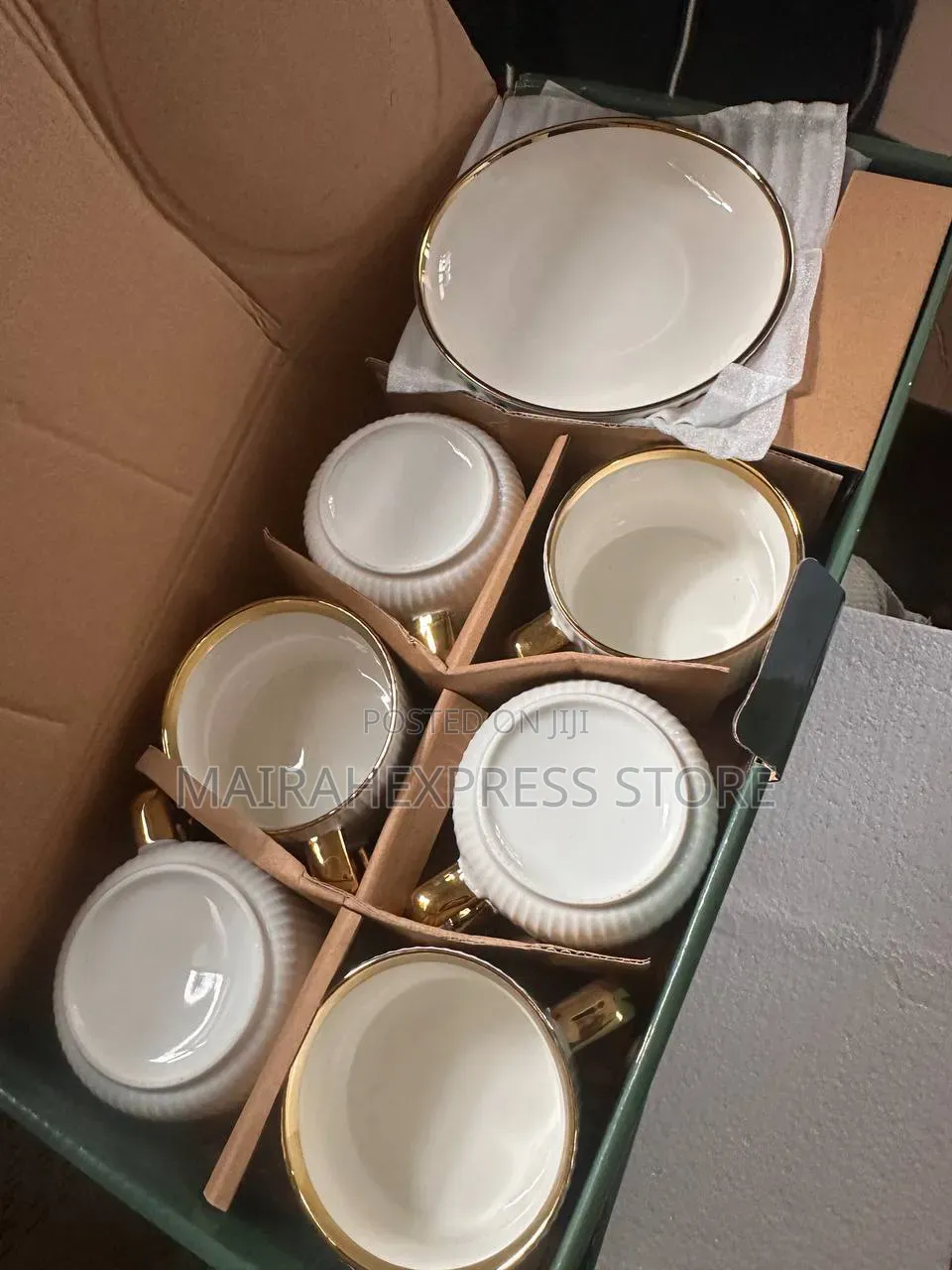 12pcs Ceramic Cup and Saucer (Gold,Silver)