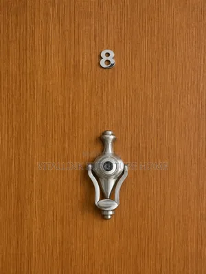 Modern Wooden Security Door With Silver Handle Double Lock