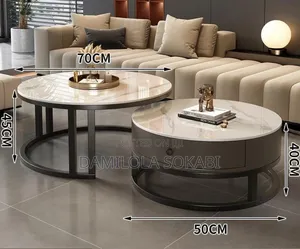 2 Set Real Marble Center Table With Drawer