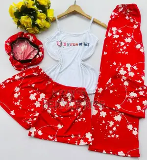 Women’S 4-Piece Floral Pajama Set With Bonnet