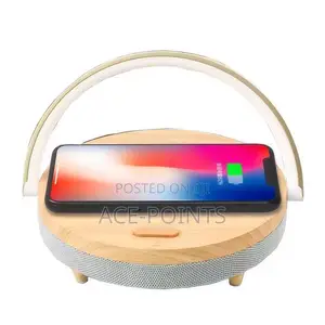 Bamboo Speaker With Qi Charger Lamp