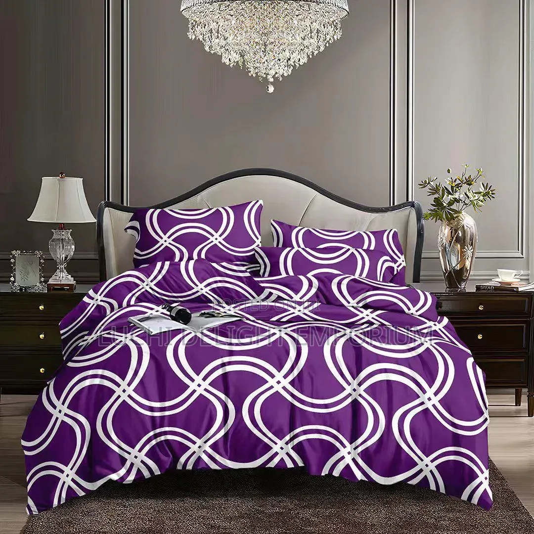 Unique Bedding Purple Strip Duvet, Bedsheets With Pillowcase 