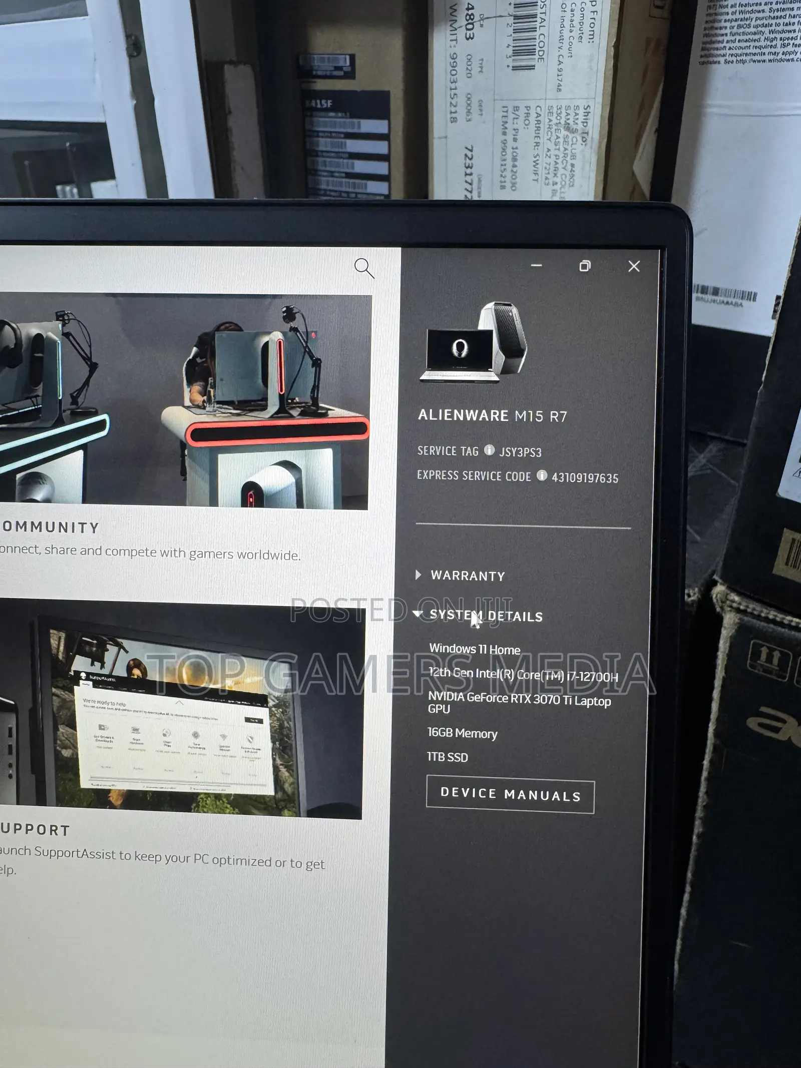 Laptop Alienware M15 R7 16GB Intel Core i7 SSD 1T