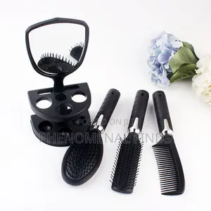 5pcs Women’S Hair Brush Styling Set With Mirror and Stand Holder