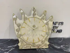 Golden Crown Luxury Resin Wall Clock Made With Crystal Stone.
