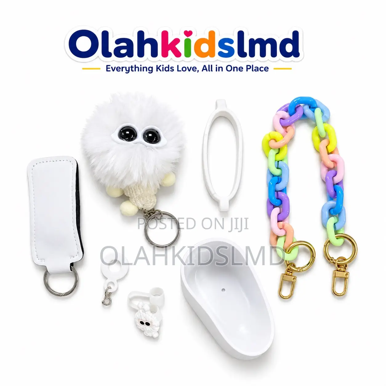 Cute Monster Keychain Rainbow Cup Charm Set