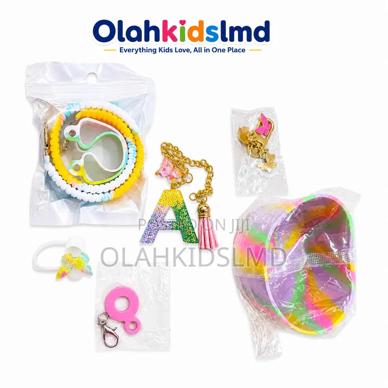 Cute Monster Keychain Rainbow Cup Charm Set