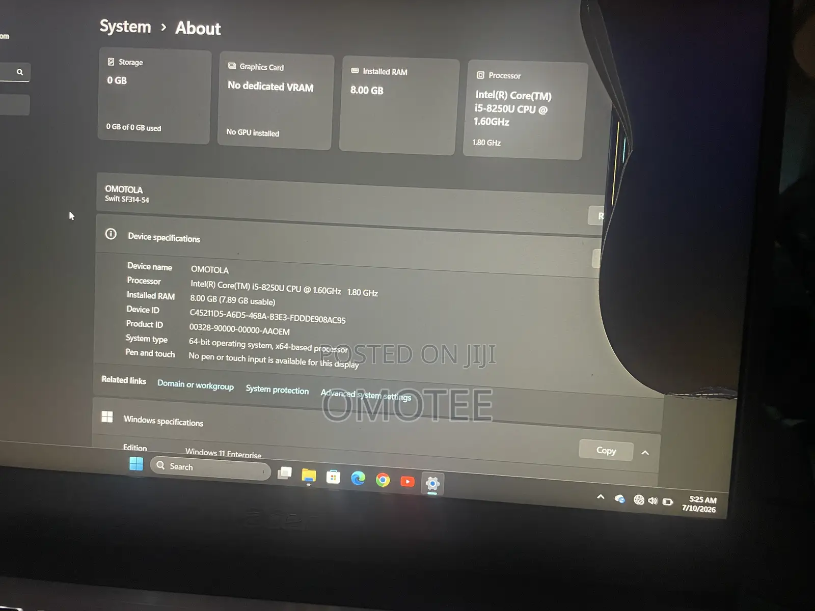 Laptop Acer Swift 3 8GB Intel Core i5 SSD 256GB