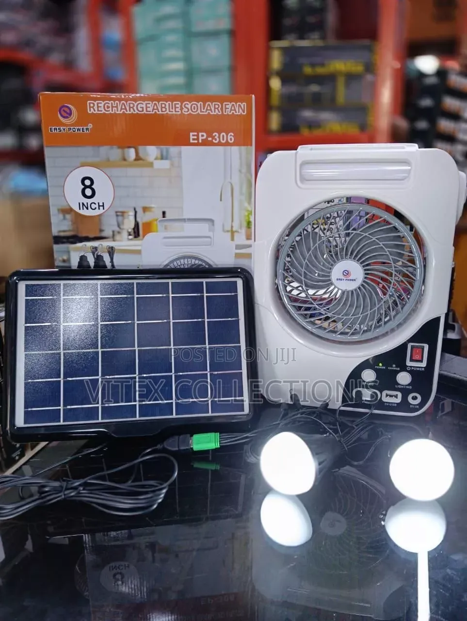 8inches Rechargeable Solar Fan