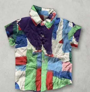 Boys’ Multicolor Abstract Print Short Sleeve Shirt | Fashion Top