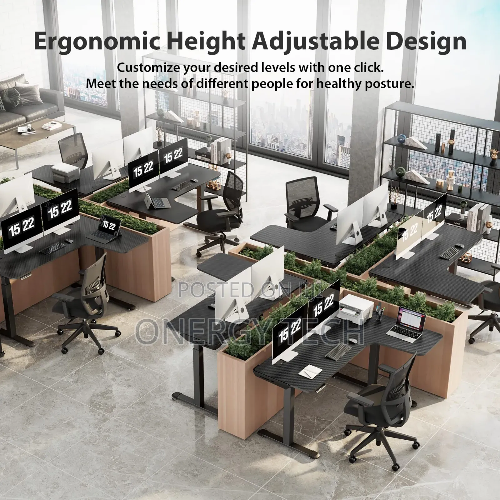 L-Shaped Adjustable Electric Sit-Stand Desk
