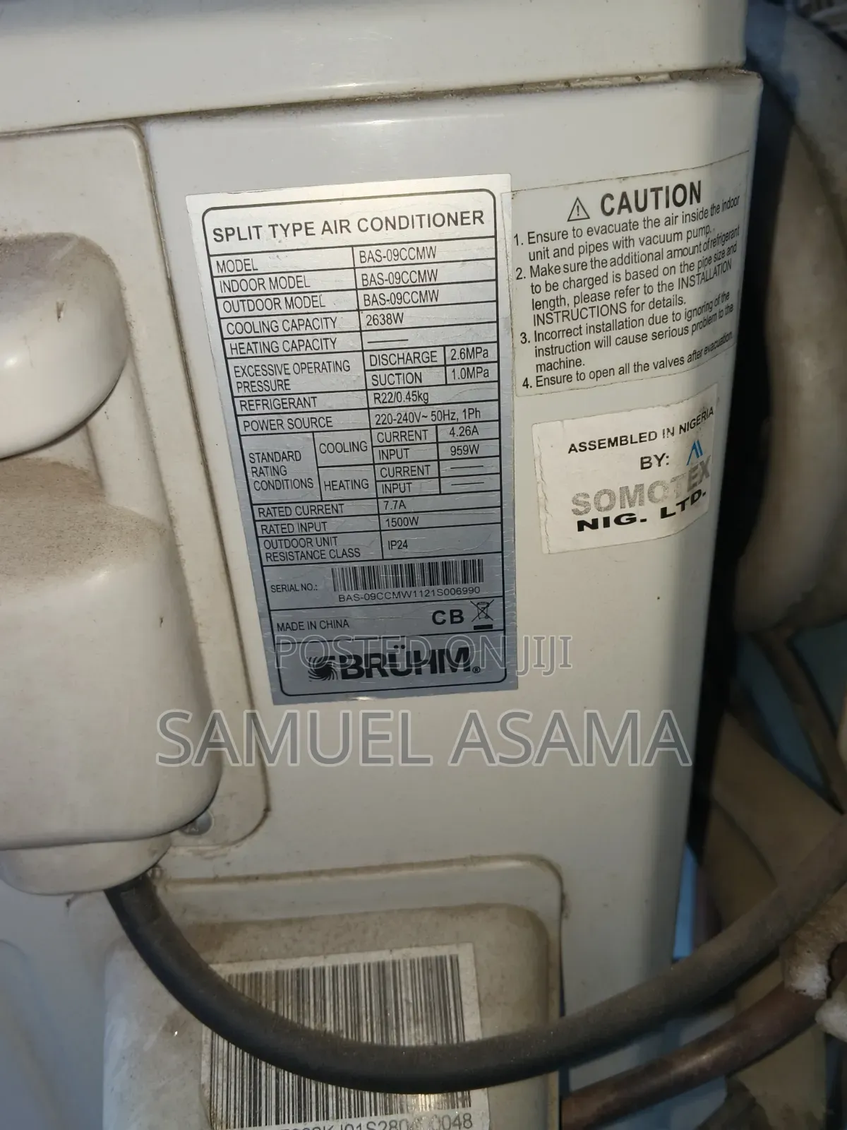 1hp Bruhm Non Inverter Ac