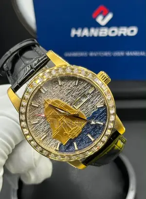 Hanboro Quality Luxury Men Genuine Leather Wristwatch