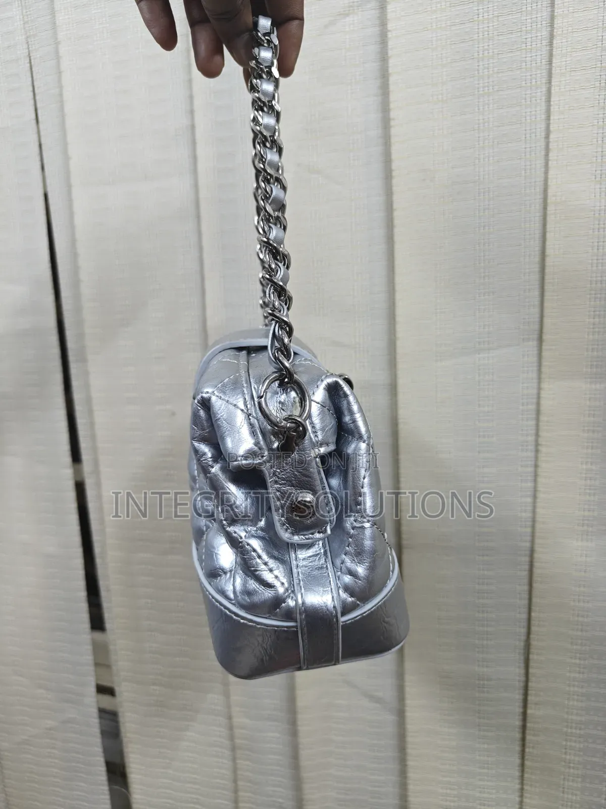 Silver Quilted Chain Handbag