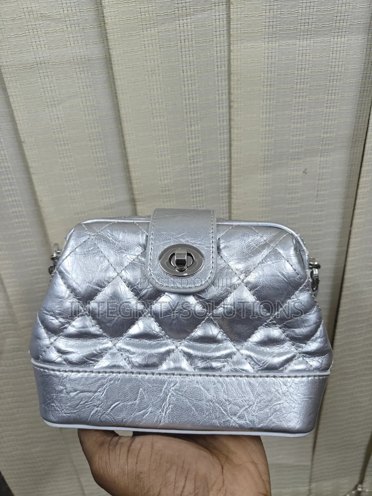 Silver Quilted Chain Handbag