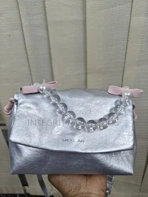 Silver Beaded Handle Crossbody Bag