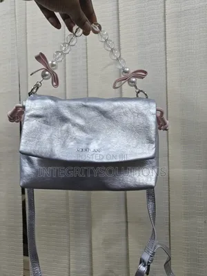 Silver Beaded Handle Crossbody Bag