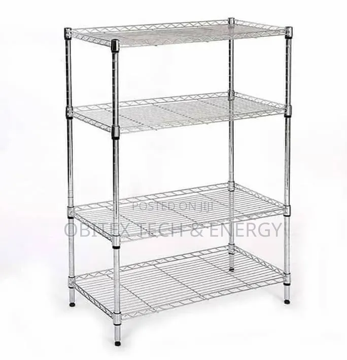 4-Tier Adjustable Chrome Wire Shelving Rack | Storage Display Shelf